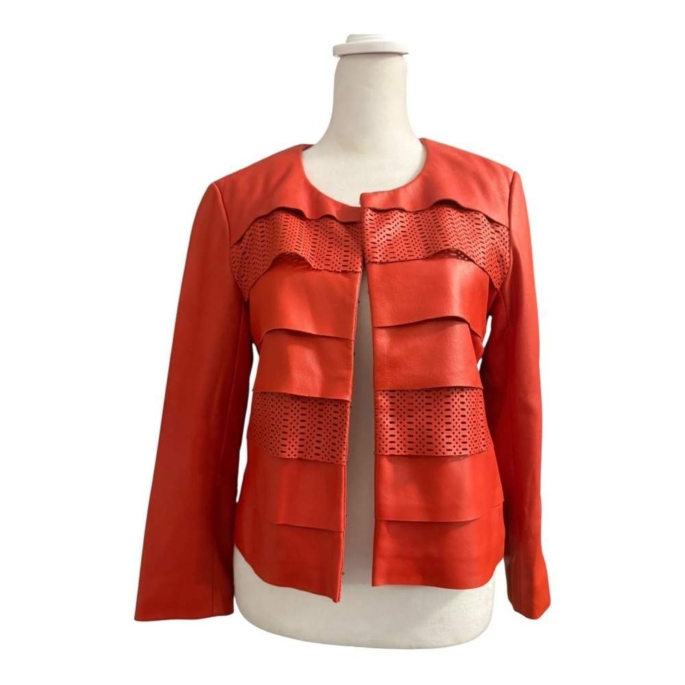 Bagatelle Orange Leather Women's Cropped Jacket Medium - Picture 5 of 12